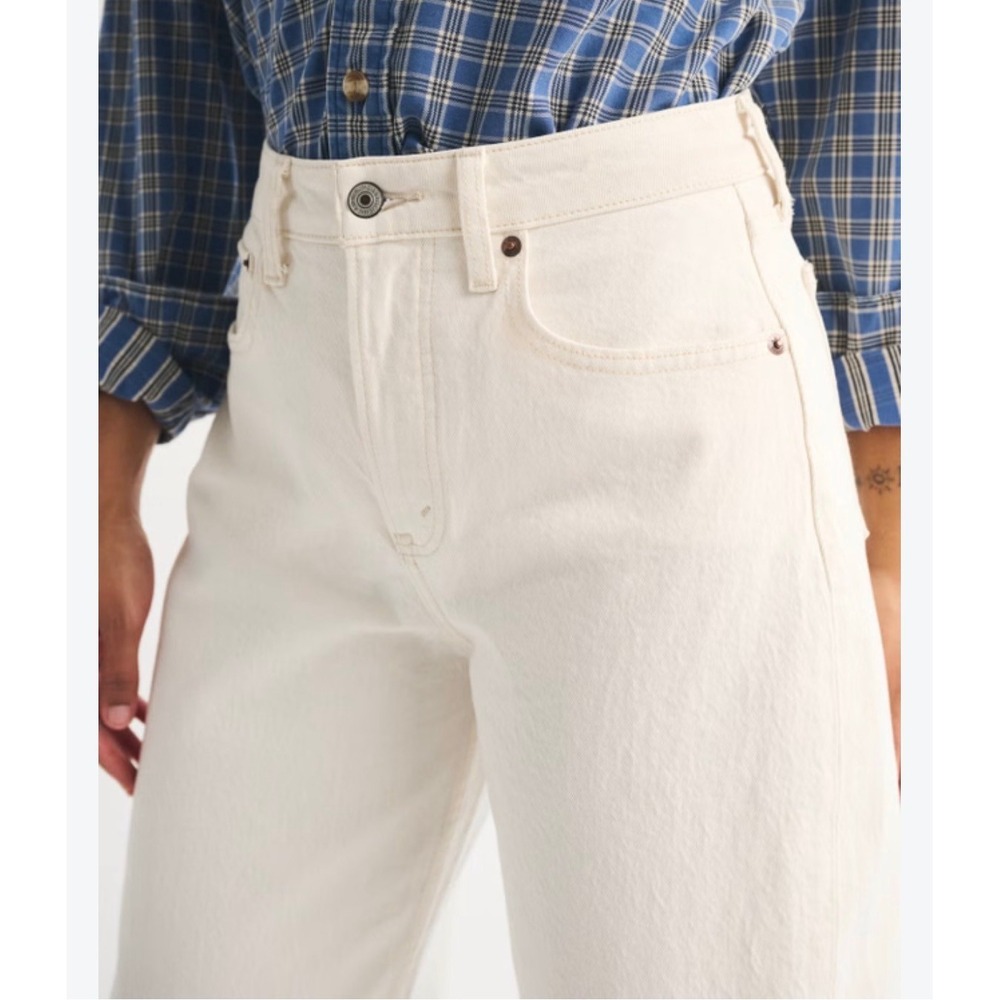 Abercrombie & Fitch The Ankle Straight Ultra High Rise Jeans Cream 31 Short